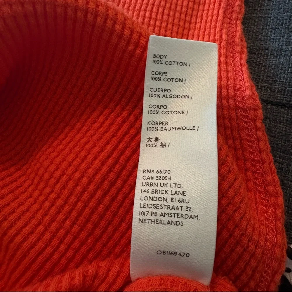 We The Free Snowy Thermal Tunic Top Oversized Boat Neck Waffle Orange Size Small